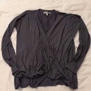 Charcoal Wrap Front Long Sleeve Tee